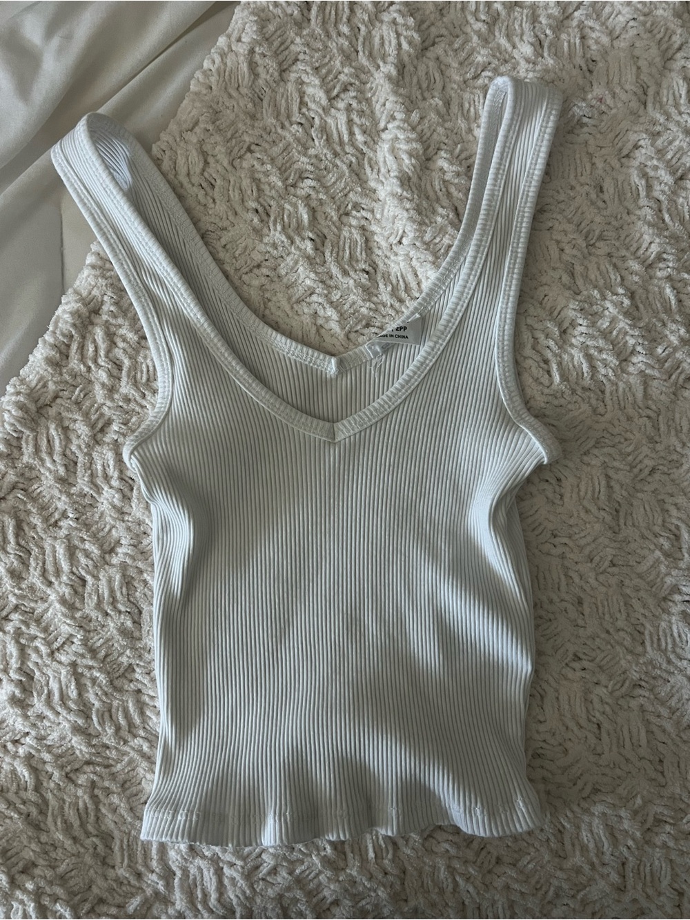 Cotton On Ribbed V-Neck Tank Top - White